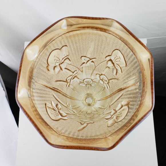 Vtg Jeanette Iridescent Carnival Glass Footed Vase - Picture 2 of 5